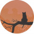 Cat Silhouette In the Moon